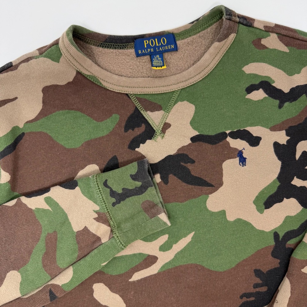 Polo Ralph Lauren Kids Camouflage Crewneck Sweatshirt Size Large 14/16